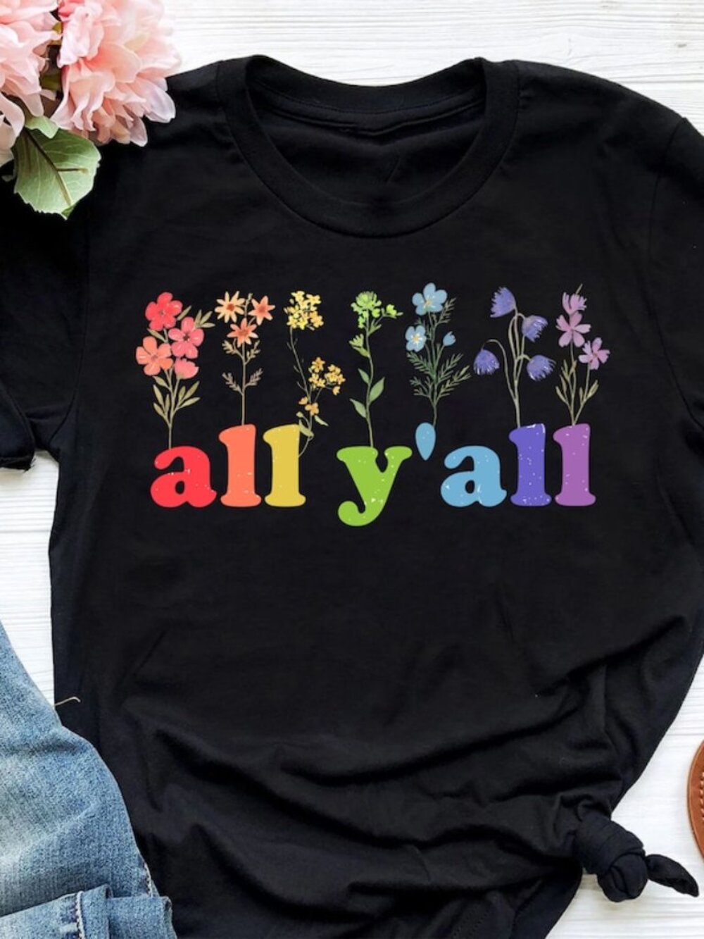 Rainbow Flower LGBT T-Shirt, Equality Pride Month Tee